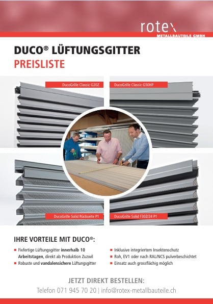 Duco Lüftungsgitter Preisliste Cover